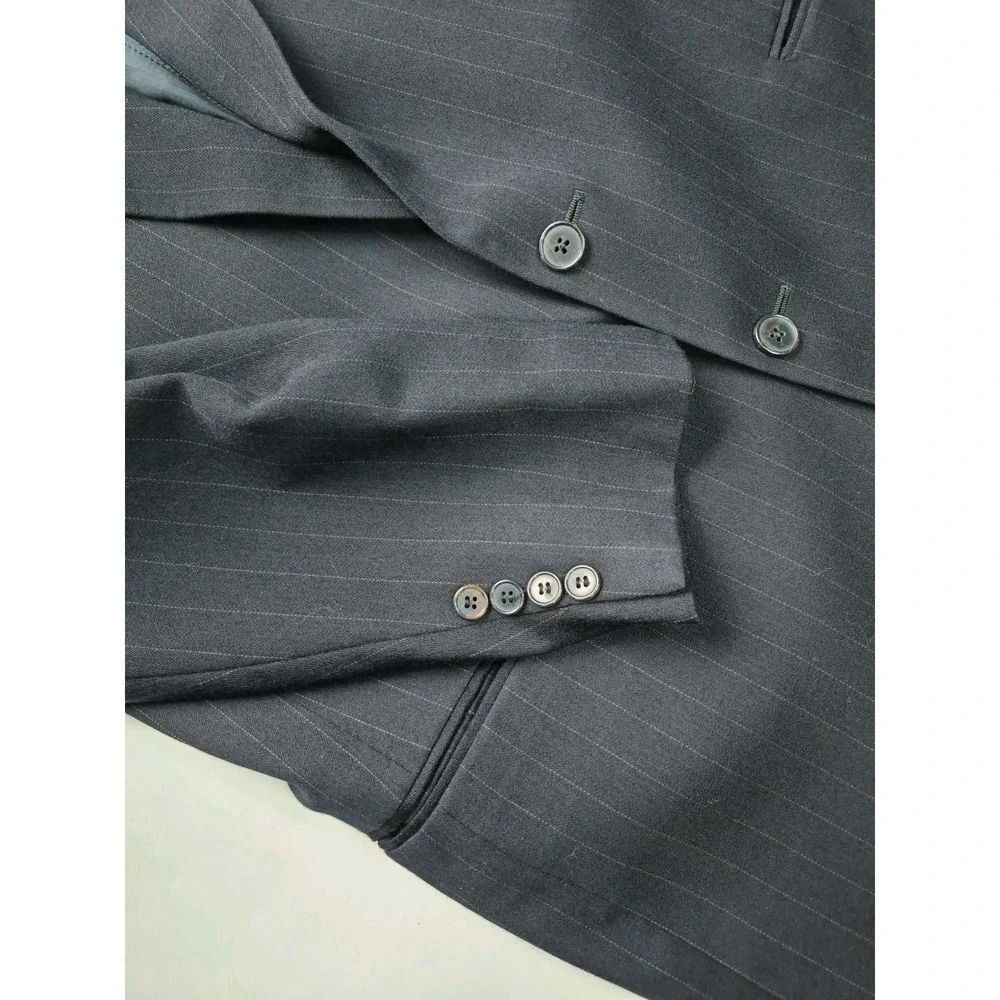 Joseph Abboud Mens Wool Sports Coat 42R Dark Navy USA 2 Button Pinstripe X601